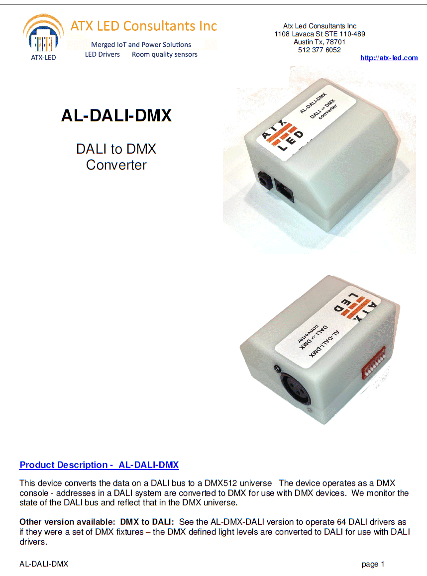 AL-DALI-DMX Data Sheet