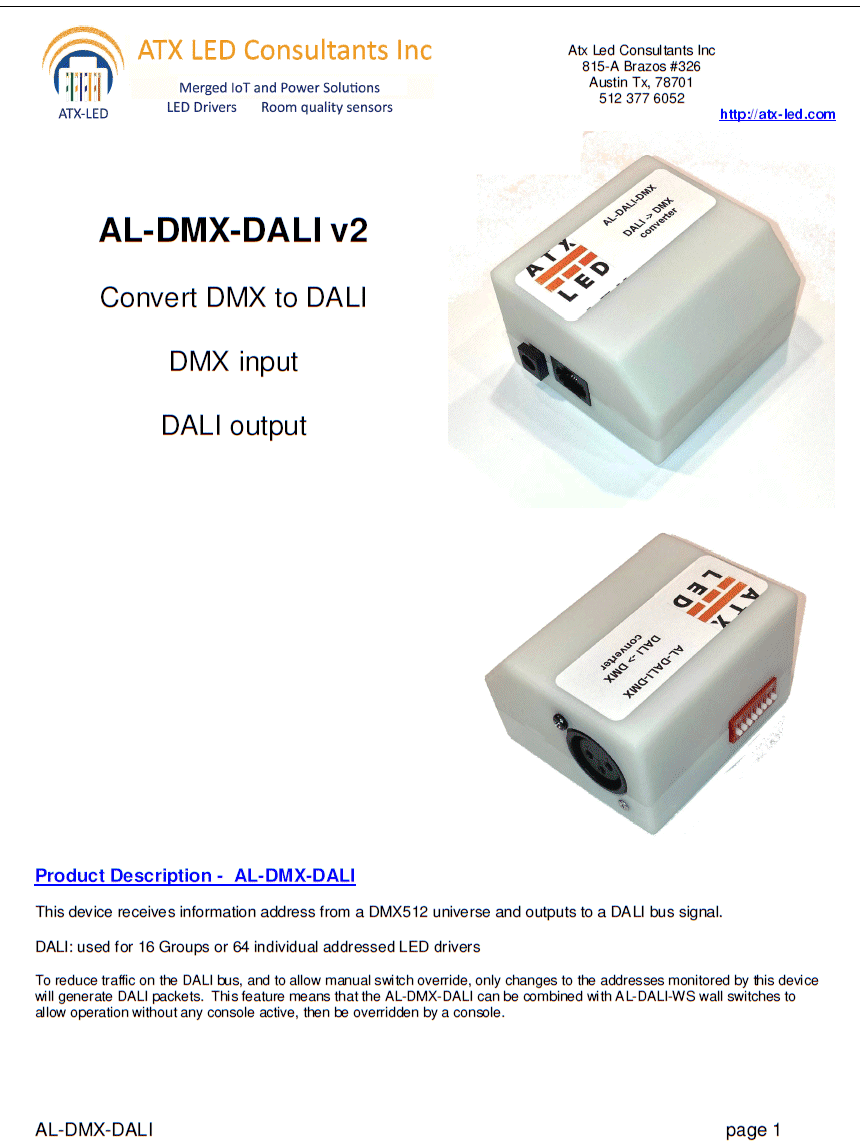 AL-DMX-DALI Data Sheet