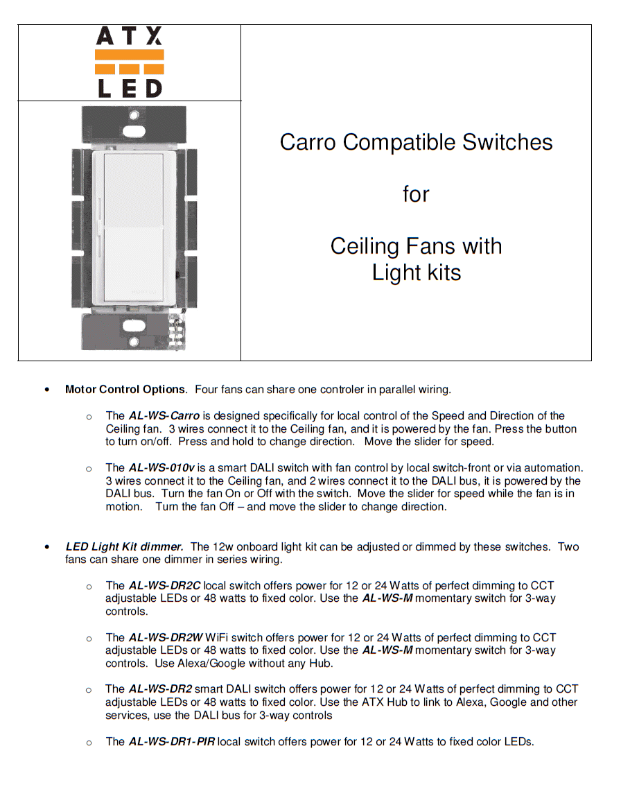 Carro-Switches Data Sheet