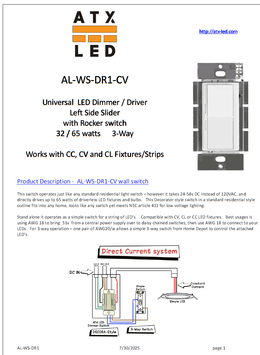 AL-WS-DR1-CV Data Sheet