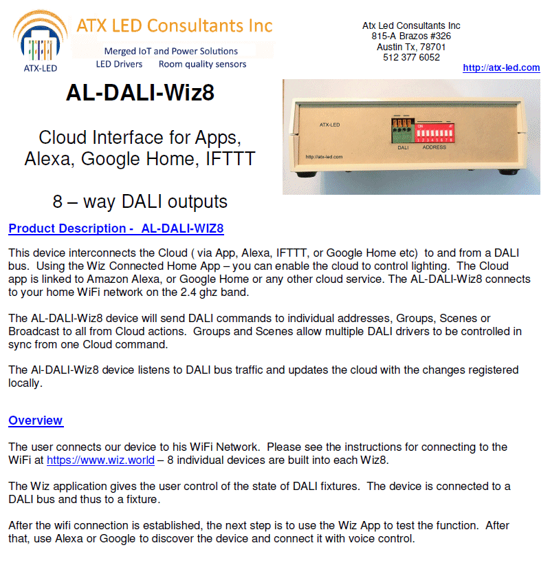 AL-DALI-WIZ8 Data Sheet