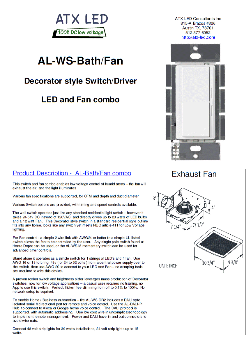 AL-WS-BathFan Data Sheet