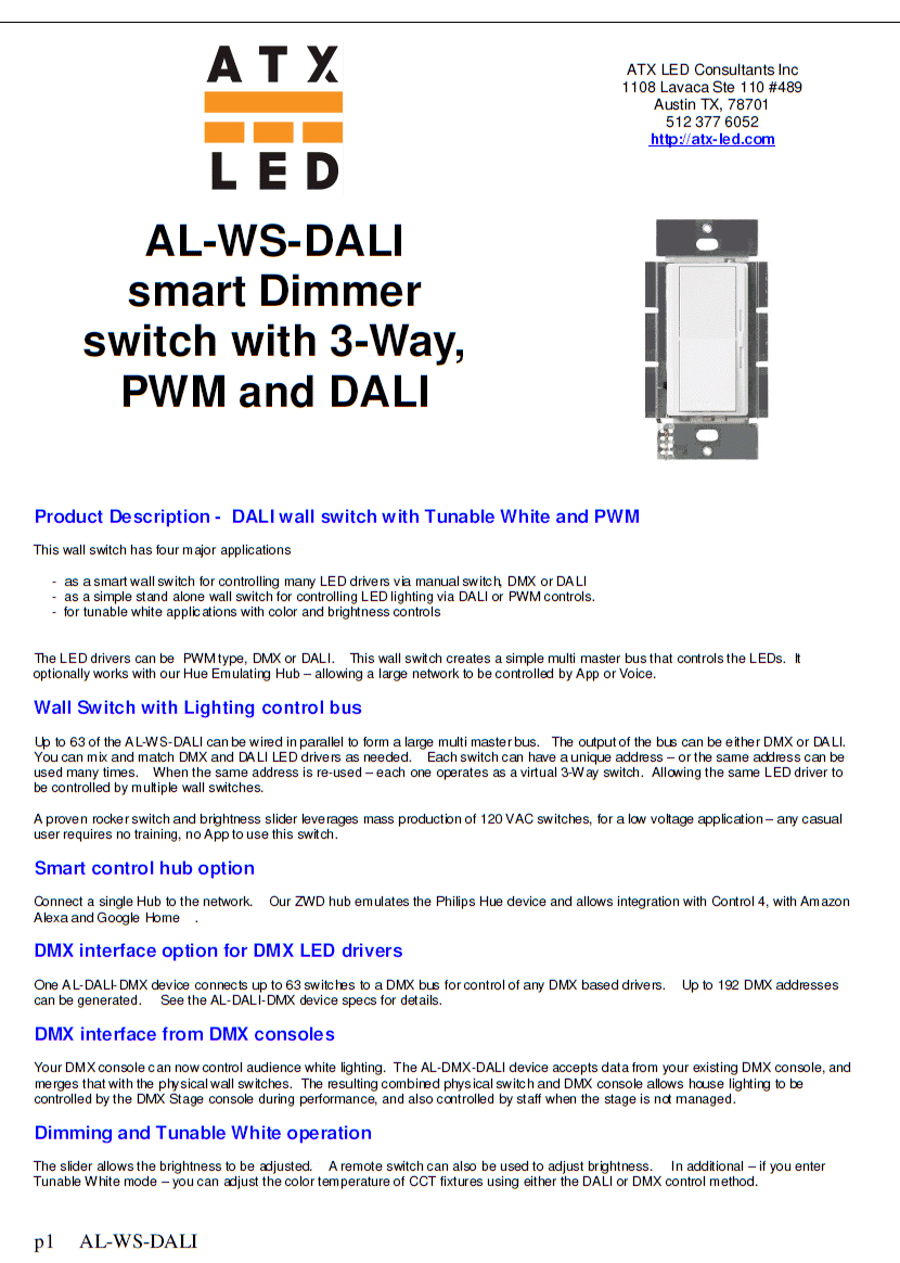 AL-WS-DALI Data Sheet